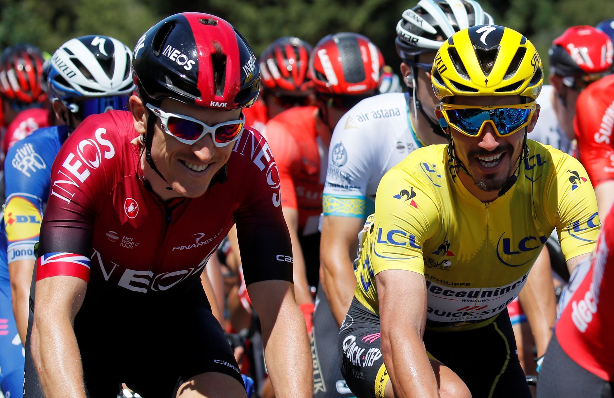 Tour de France 2019: Geraint Thomas (vlevo) a Julian Alaphilippe