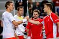 Tomáš Berdych a Lukáš Rosol v nejdelším zápase Davis Cupu (soupeři byli v roce 2013 Švýcaři Chiudinelli s Wawrinkou)