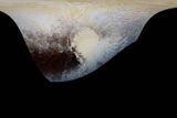 Snímek neobvyklé válcové projekce Pluta, jež je zatím nejdetailněji vytvořenou barevnou mapou planety. Mapu lze zvětšovat a odhalovat nádherné detaily, vědecky vysoce hodnotné.
