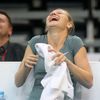Česká tenistka Lucie Šafářová v exhibičním utkání v pražské O2 aréně.
