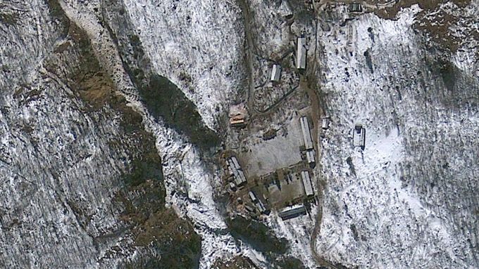 Snímek severokorejské jaderné střelnice Pchunggje.