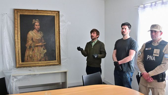 Portrét komtesy Colleoni od italského malíře Giuseppe Ghislandiho nalezený v Argentině.