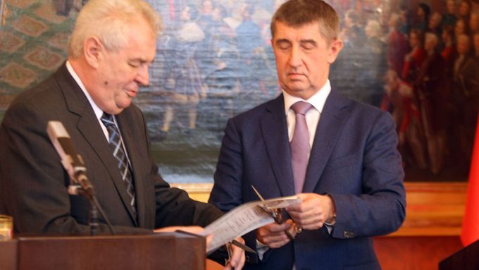 Prezident Miloš Zeman a ministr Andrej Babiš.