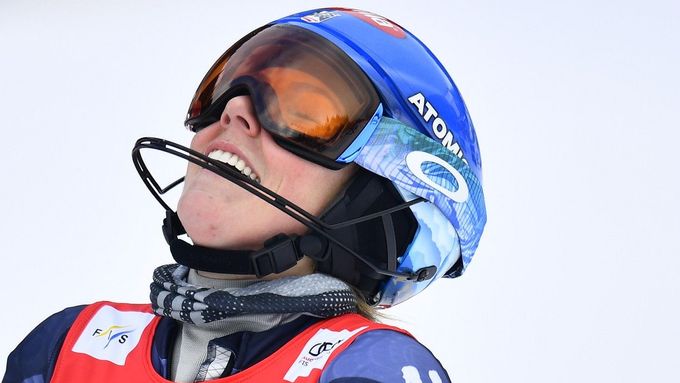 Mikaela Shiffrinová při sobotním slalomu SP ve Špindlerově Mlýně 2023