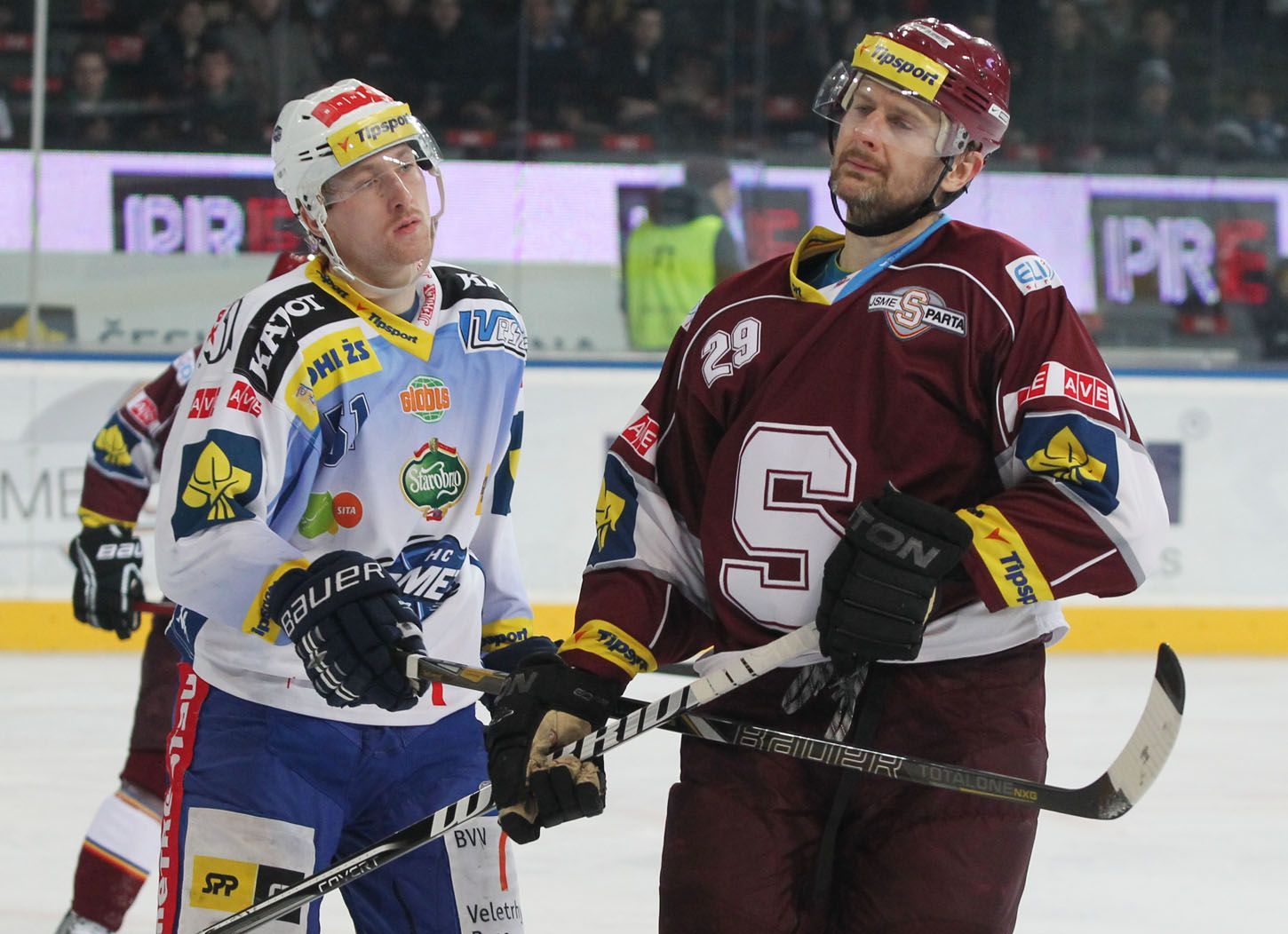 Hokej, extraliga, Sparta - Kometa Brno: Karel Pilař (29) - Jan Švrček