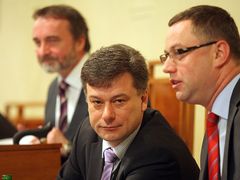 Veřejné slyšení v Senátu, ministr Blažek a šéf žalobců Zeman. 