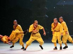 Mladí mniši předvádí umění kung fu