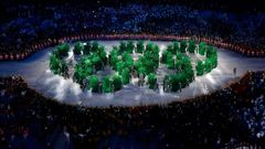 OH 2016, slavnostní zahájení: zelené olympijské kruhy