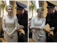Tymošenková u soudu krátce poté, co dostala trest sedmi let vězení.