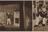 Členové Vest Pocket Revue se připravují na novou sezonu. Snímky z Osvobozeného divadla otištěné v Pestrém týdnu, 1927.