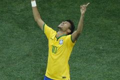 Brazil's Neymar celebrates after scoring a goal from a penalty kick during the 2014 World Cup opening match against Croatia at the Corinthians arena in Sao Paulo June 12,