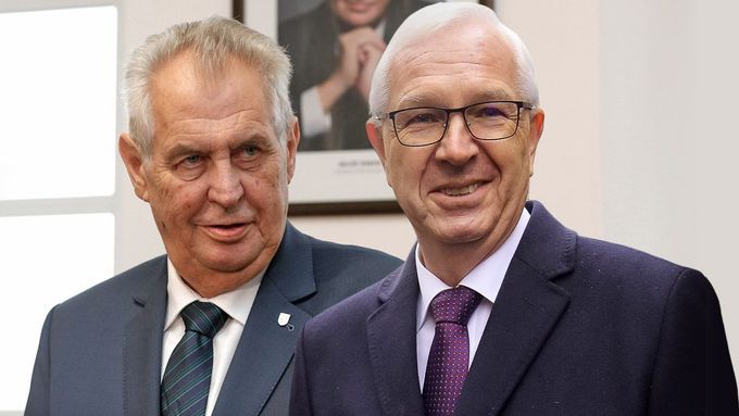 Prezident Miloš Zeman a Jiří Drahoš. Koláž