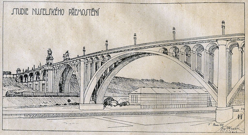 Obrazem: Unikátní fotografie z historie stavby Nuselského mostu / 1919 / 1