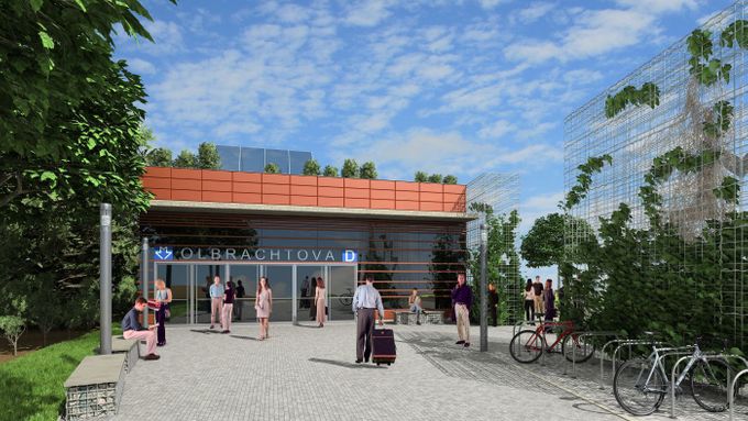 Takhle nějak by měla podle původních návrhů vypadat stanice metra D Olbrachtova v pražské Krči.