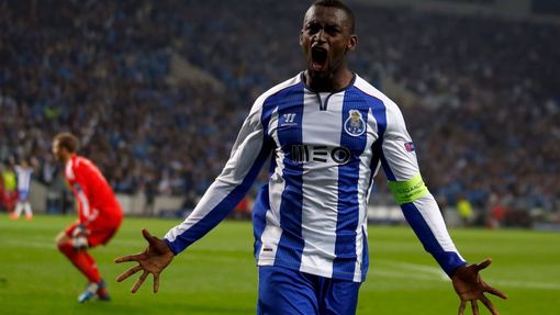 Porto's Martinez celebrates after scoring his goal against Bayern Munich during their Champions League quarterfinal first leg soccer match in Porto