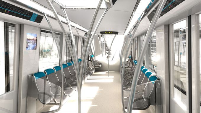 Ukázka interiéru automatické soupravy, kterou firma Siemens dodala do Rijádu.