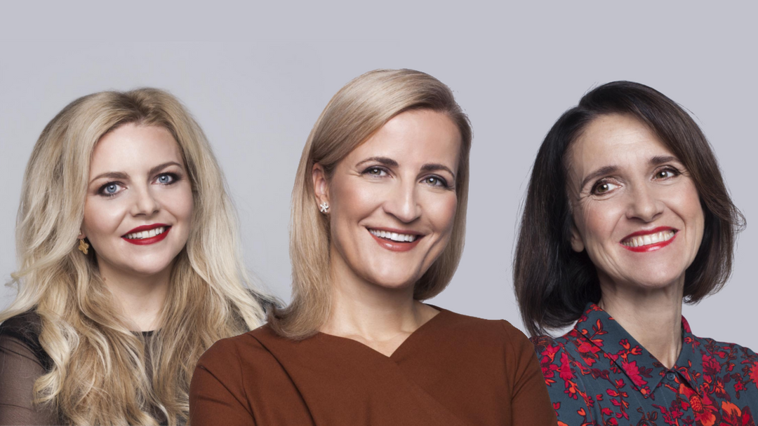 Vítězky ankety TOP ženy Česka: zleva majitelka Zásilkovny Simona Kijonková, Daniela Pešková z České spořitelny a soudkyně Kateřina Šimáčková