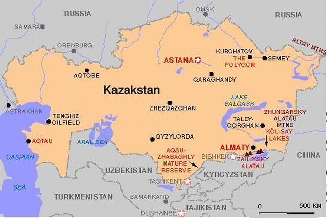 mapa Kazachstánu