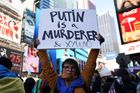 Demontrace proti ruské invazi na Ukrajině, New York, únor 2022