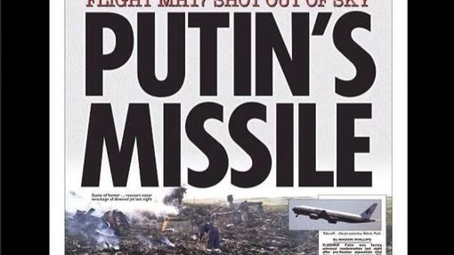 Let MH17 sestřelen Putinovou raketou, píše britský deník The Sun.
