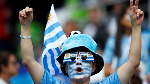Fanoušci na zápase Uruguay -- Francie na MS 2018