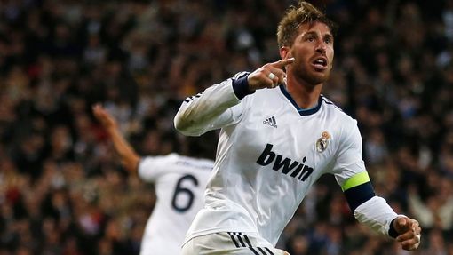 Fotbal, Liga mIstrů: Real Madrid - Dortmund: Sergio Ramos slaví gól na 2:0