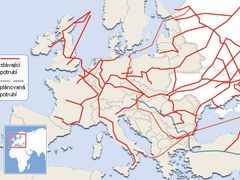 Mapa: Kudy proudí po Evropě plyn.