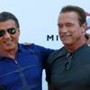 Cast members Sylvester Stallone and Arnold Schwarzenegger pose during a photocall on the Croisette to promote the film &quot;The Expendables 3&quot; during the 67th Cannes Film Festival in Cannes