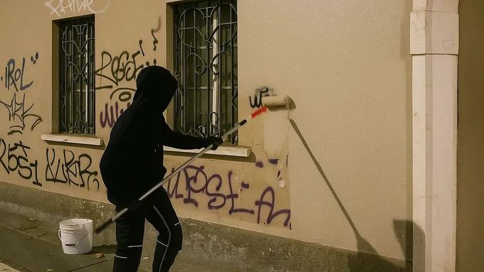 Ghost Pitùr. Neznámý malíř likviduje graffiti, sundává samolepky a vrací městu Brescia jeho krásu.
