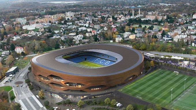 Vítězný návrh nového stadionu Baníku na Bazalech