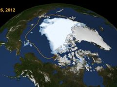 Satelitní snímek NASA z 28. srpna naznačoval, že letos bude dosaženo rekordního úbytku arktického ledu.