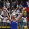 Česká tenistka Lucie Šafářová při posledním zápase své kariéry ve Fed Cupu proti Kanadě