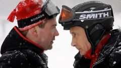 Medveděv a Putin na horách