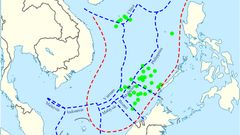 Územní nároky v Jihočínském moři - mapka