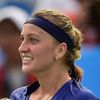 Petra Kvitova of the Czech Republic celebrates as she beats Elina Svitolina of Ukraine during their women's singles semi-final match at the Wuhan Open tennis tournament in Wuhan