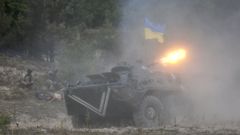 Ukrajinští vojáci na cvičení v Žitomiru.