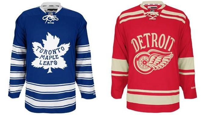 V těchto historických dresech nastoupí hokejisté Detroitu a Toronta příští rok ve Winter Classic.