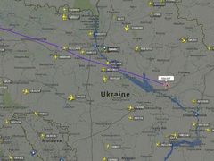 Pozice malajsijského letounu, který se zřítil nedaleko hranic Ukrajiny s Ruskem.