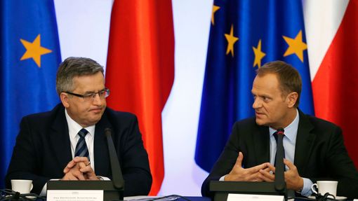 Polský prezident Komorowski s premiérem Tuskem.