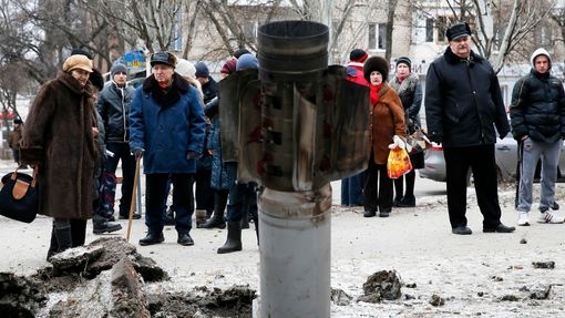 Nevybuchlá raketa v Kramatorsku. (10. února 2015)