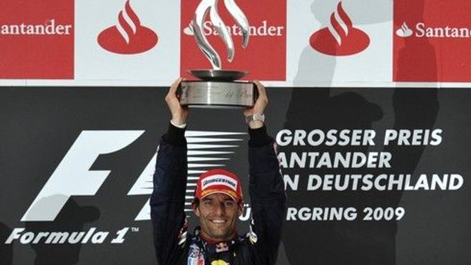 Mark Webber slaví vítězství v GP Německa