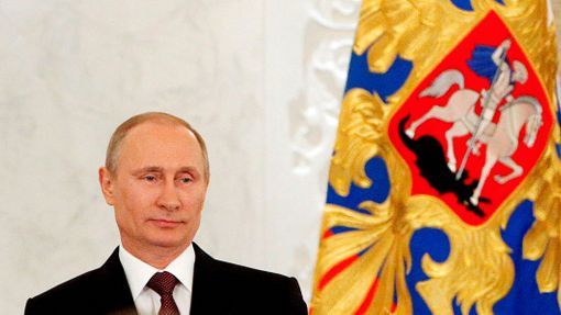 Ruský prezident Vladimir Putin během projevu v Kremlu.