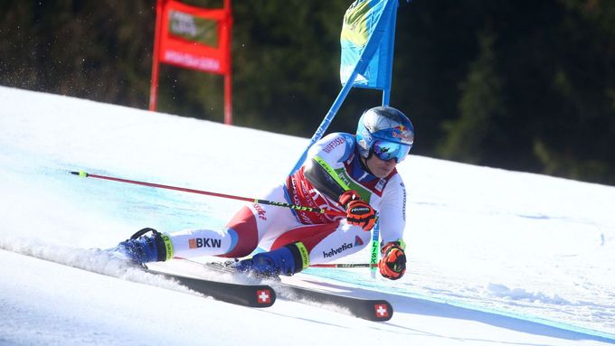 Marco Odermatt při obřím slalomu v závodě SP v Kranjské Goře.