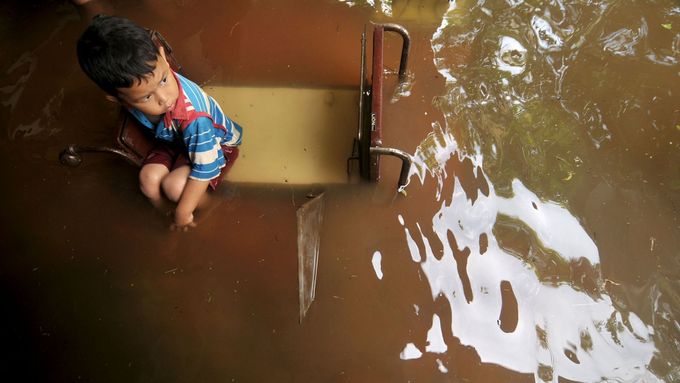 Záplavy v Jakartě.