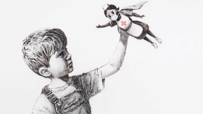 "Díky za všechno, co děláte." Banksy novým dílem vyjádřil vděk britským zdravotníkům
