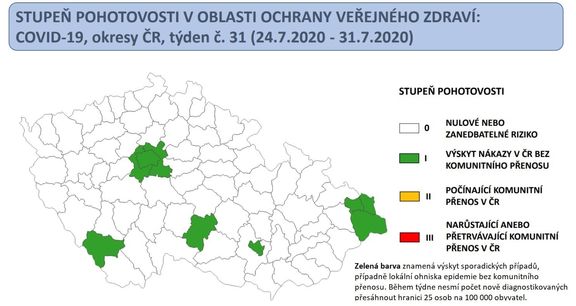 Semafor ministerstva zdravotnictví zveřejněný v pondělí 3. srpna.