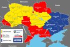 Mapa: Země tří barev. Tak volby znovu rozdělily Ukrajinu