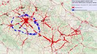 Plán dálniční sítě v oblasti středních Čech