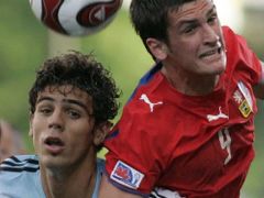 Martin Fenin (right) and Federico Fazio from Argentina in the opening match of the Under-20 World Cup in Canada