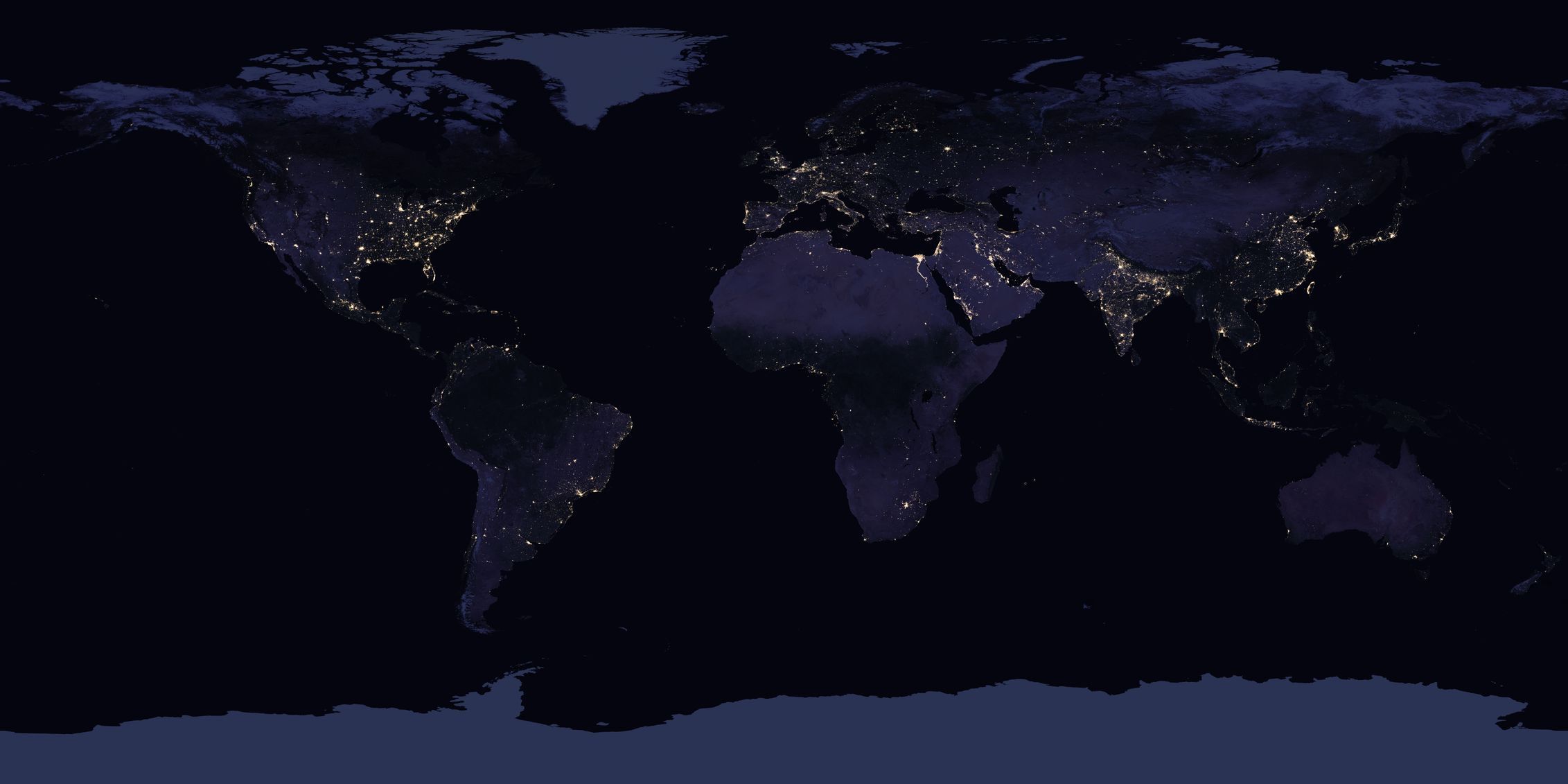 Mapa Země v noci